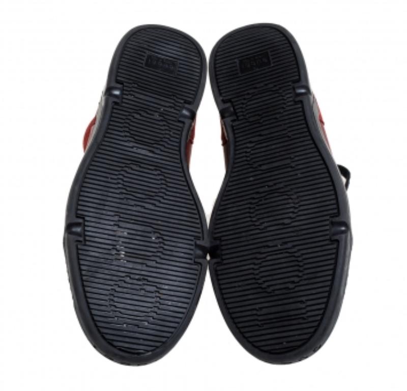 Gucci Red Leather And Suede High-Top Sneakers Size 40 For Sale 2