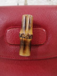 Gucci Red Leather Bamboo Bag