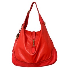 Gucci Red Leather Bamboo Large New Jackie Hobo Bag