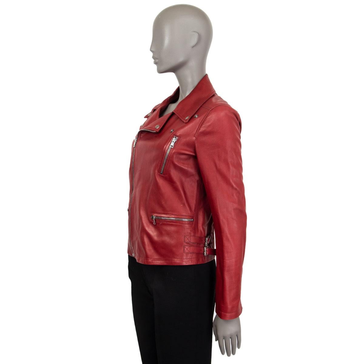 Rouge GUCCI - Veste BIKER MOTORCYCLE en cuir rouge, 42 M en vente