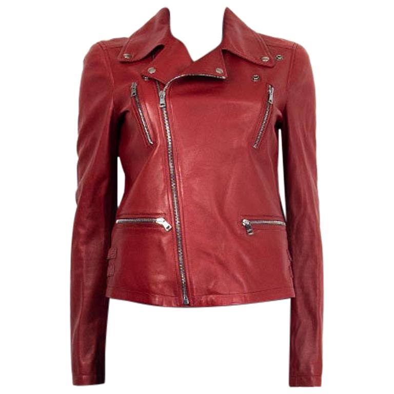GUCCI red leather BIKER MOTORCYCLE Jacket 42 M For Sale