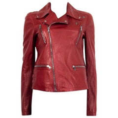 GUCCI - Veste BIKER MOTORCYCLE en cuir rouge, 42 M