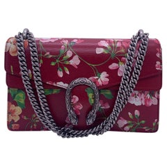 Gucci Red Leather Blooms Print Medium Dionysus Shoulder Bag