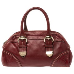 Gucci Red Leather Bowler Bag
