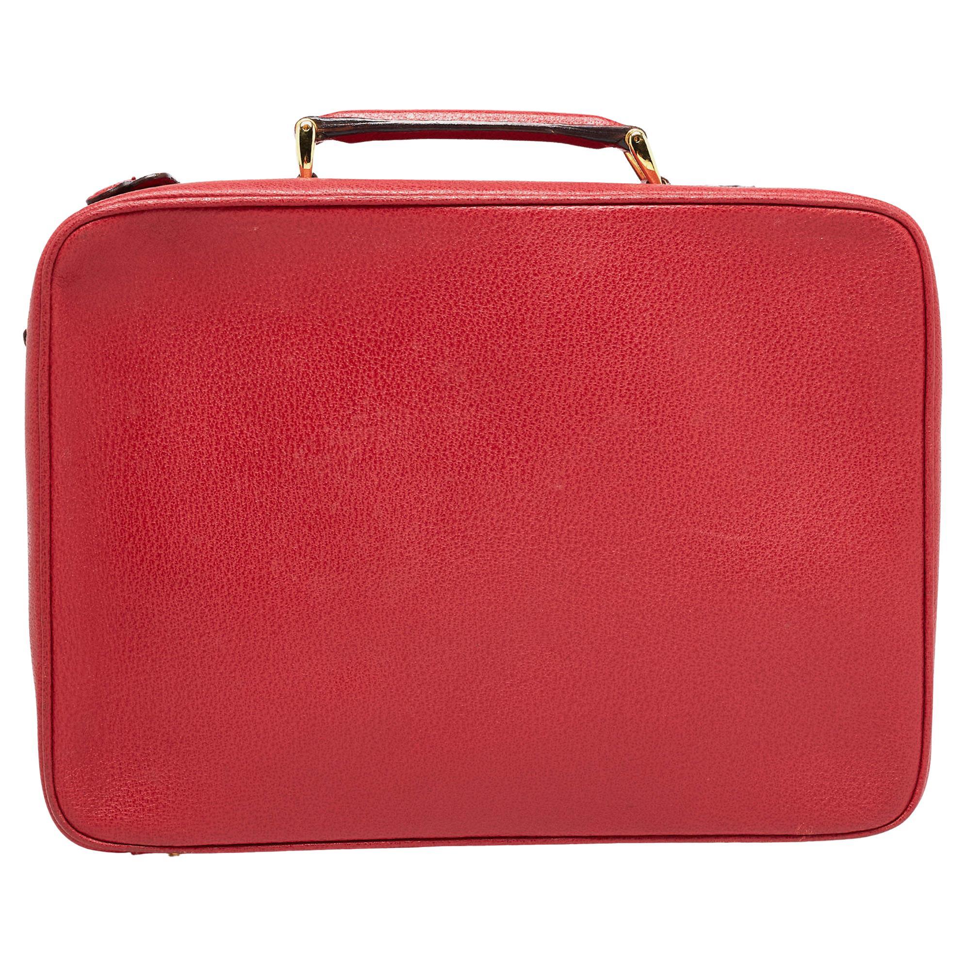 Gucci Red Leather Briefcase Bag For Sale