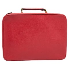 Used Gucci Red Leather Briefcase Bag