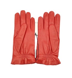 Gucci red leather buckles gloves