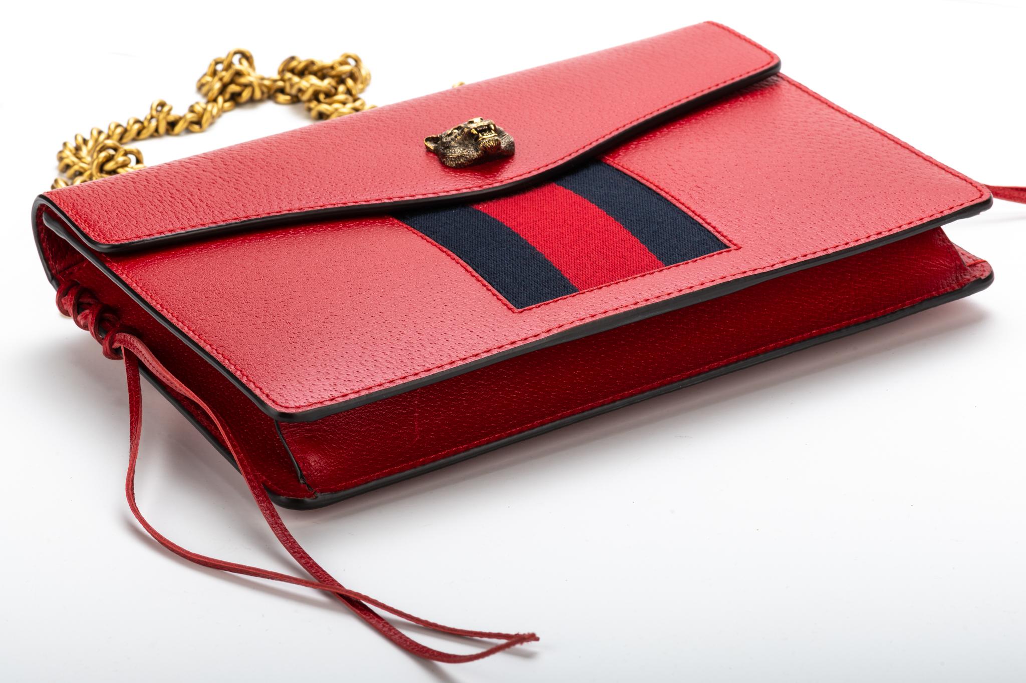 Gucci Red Leather Cross Body Bag 8