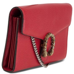 GUCCI red leather DIONYSUS MINI WALLET ON CHAIN WOC Bag