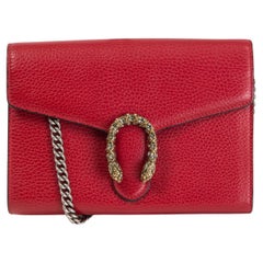 GUCCI red leather DIONYSUS MINI WALLET ON CHAIN WOC Bag