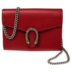 Used Gucci Red Leather Dionysus Wallet On Chain