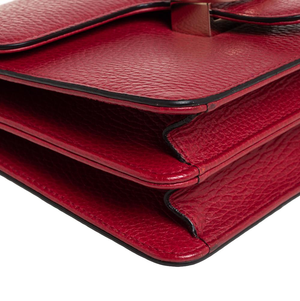 Gucci Red Leather Dollar Interlocking Crossbody Bag 3
