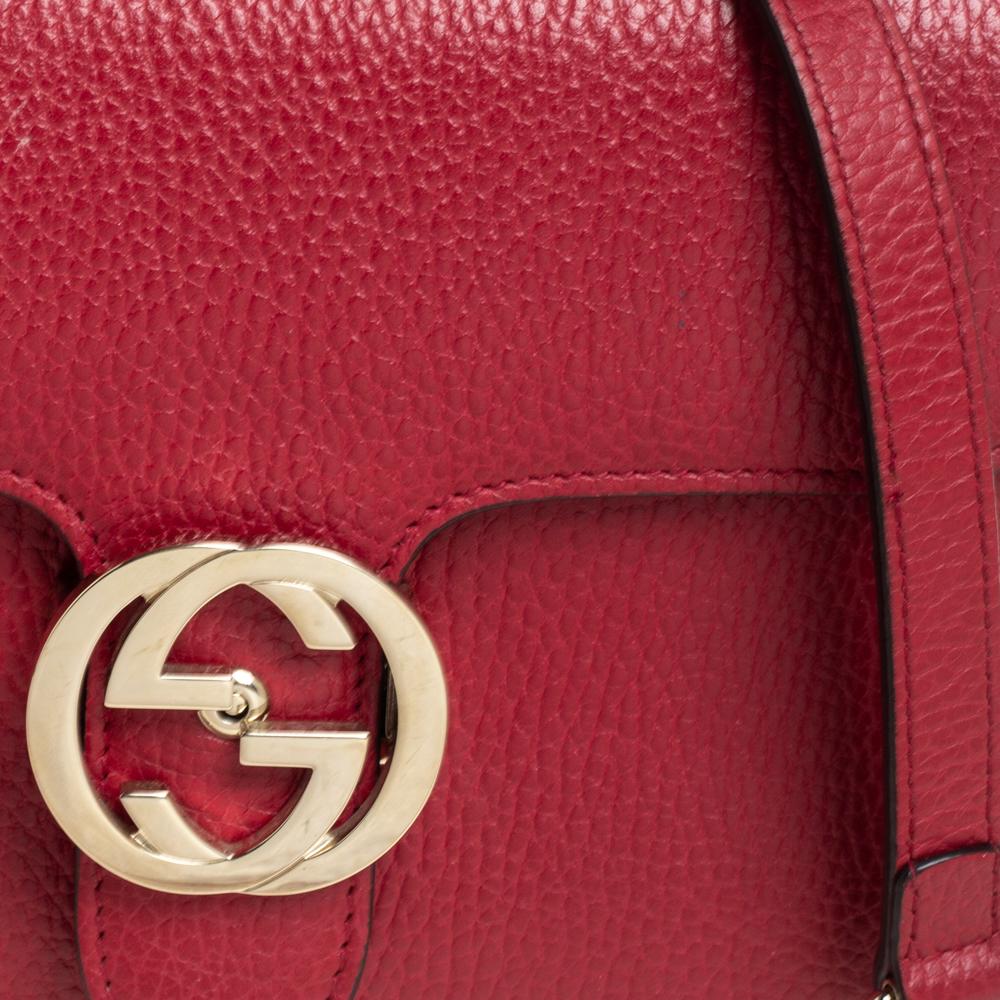 Gucci Red Leather Dollar Interlocking Crossbody Bag 1