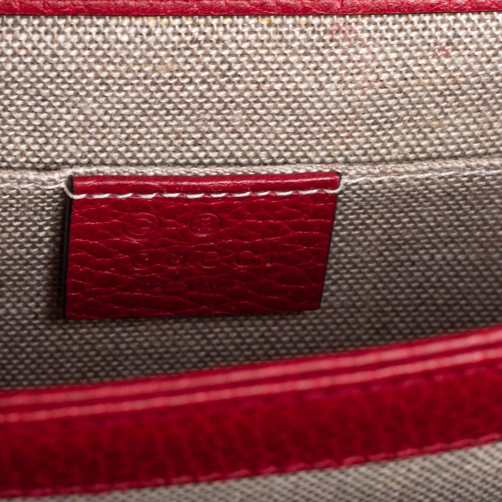 Gucci Red Leather Dollar Interlocking Crossbody Bag 2