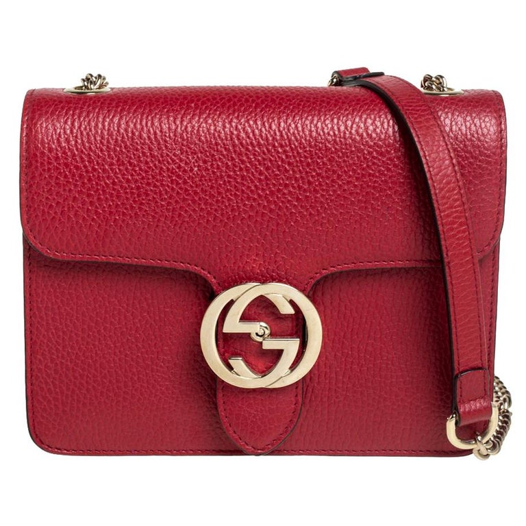 Gucci Red Leather Dollar Interlocking Crossbody Bag at 1stDibs | gucci ...
