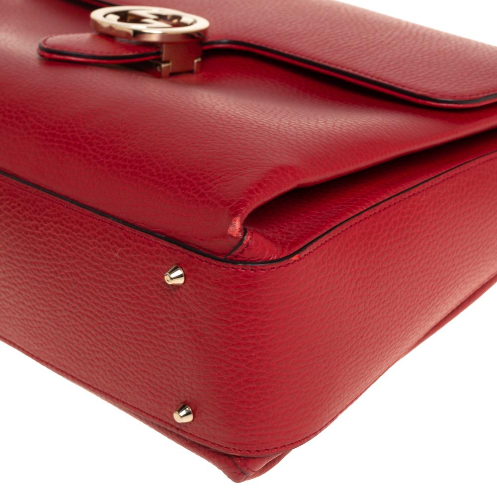 Gucci Red Leather Dollar Interlocking G Top Handle Bag 4
