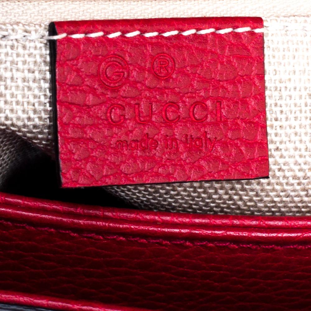 Women's Gucci Red Leather Dollar Interlocking G Top Handle Bag