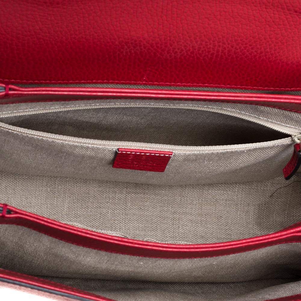 Gucci Red Leather Dollar Interlocking G Top Handle Bag 1