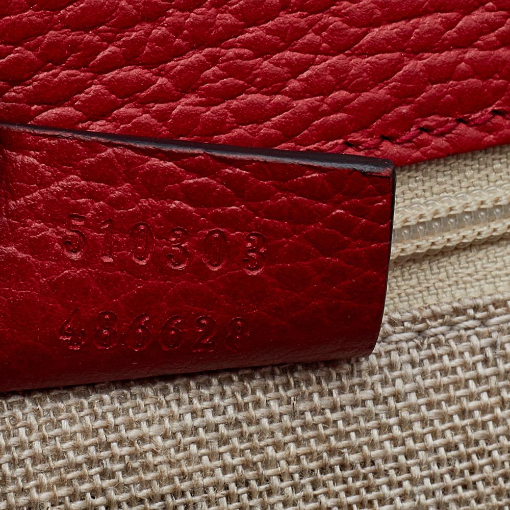 Gucci Red Leather Dollar Interlocking Shoulder Bag In Good Condition In Dubai, Al Qouz 2