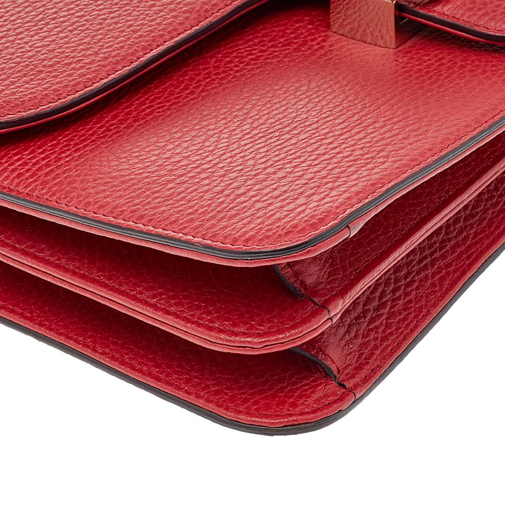 Gucci Red Leather Dollar Interlocking Shoulder Bag 1