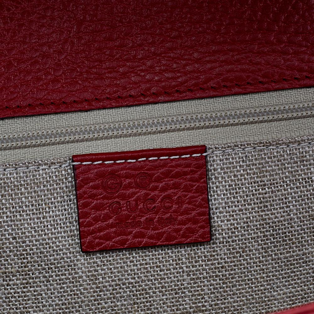 Gucci Red Leather Dollar Interlocking Shoulder Bag 2