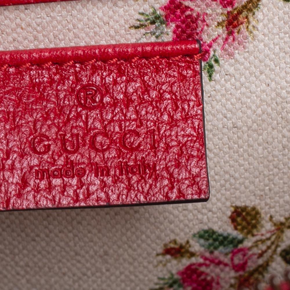 Women's Gucci Red Leather Floral Embroidered Small Dionysus Shoulder Bag