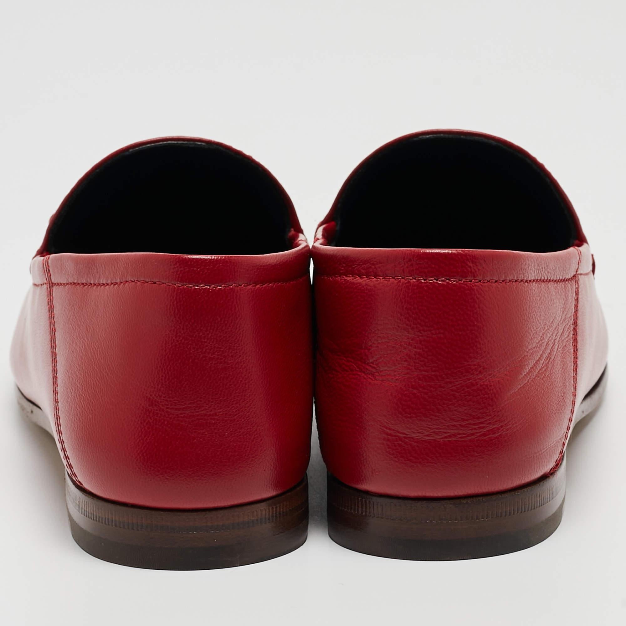 Gucci Red Leather Foldable Horsebit Loafers Size 37 2