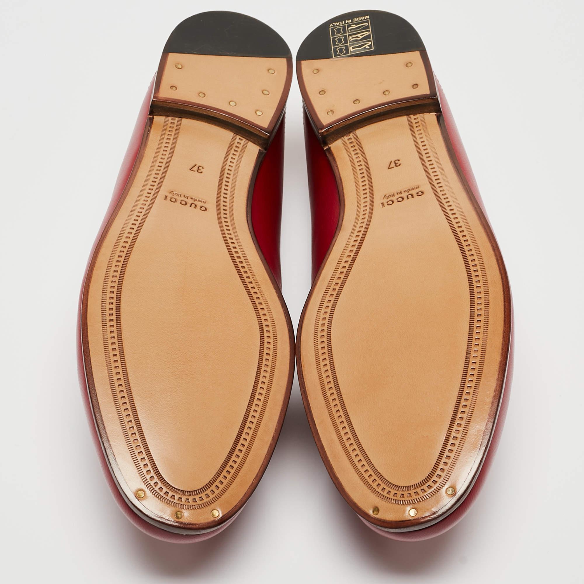 Gucci Red Leather Foldable Horsebit Loafers Size 37 3