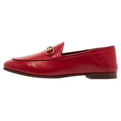 Gucci Red Leather Foldable Horsebit Loafers Size 37