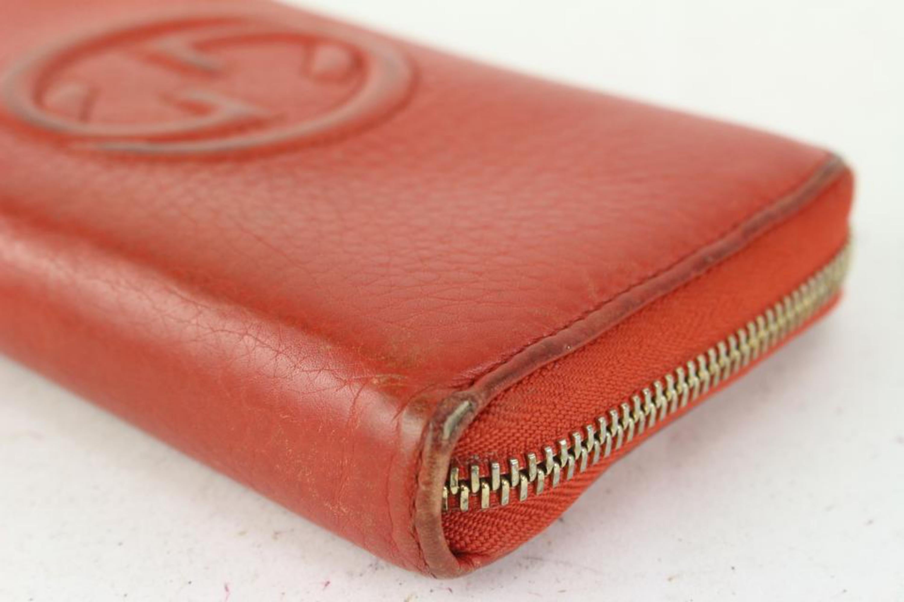 Gucci Rotes Leder Fransen Quaste SOHO Zip um Continental Wallet 1G1014 im Angebot 2