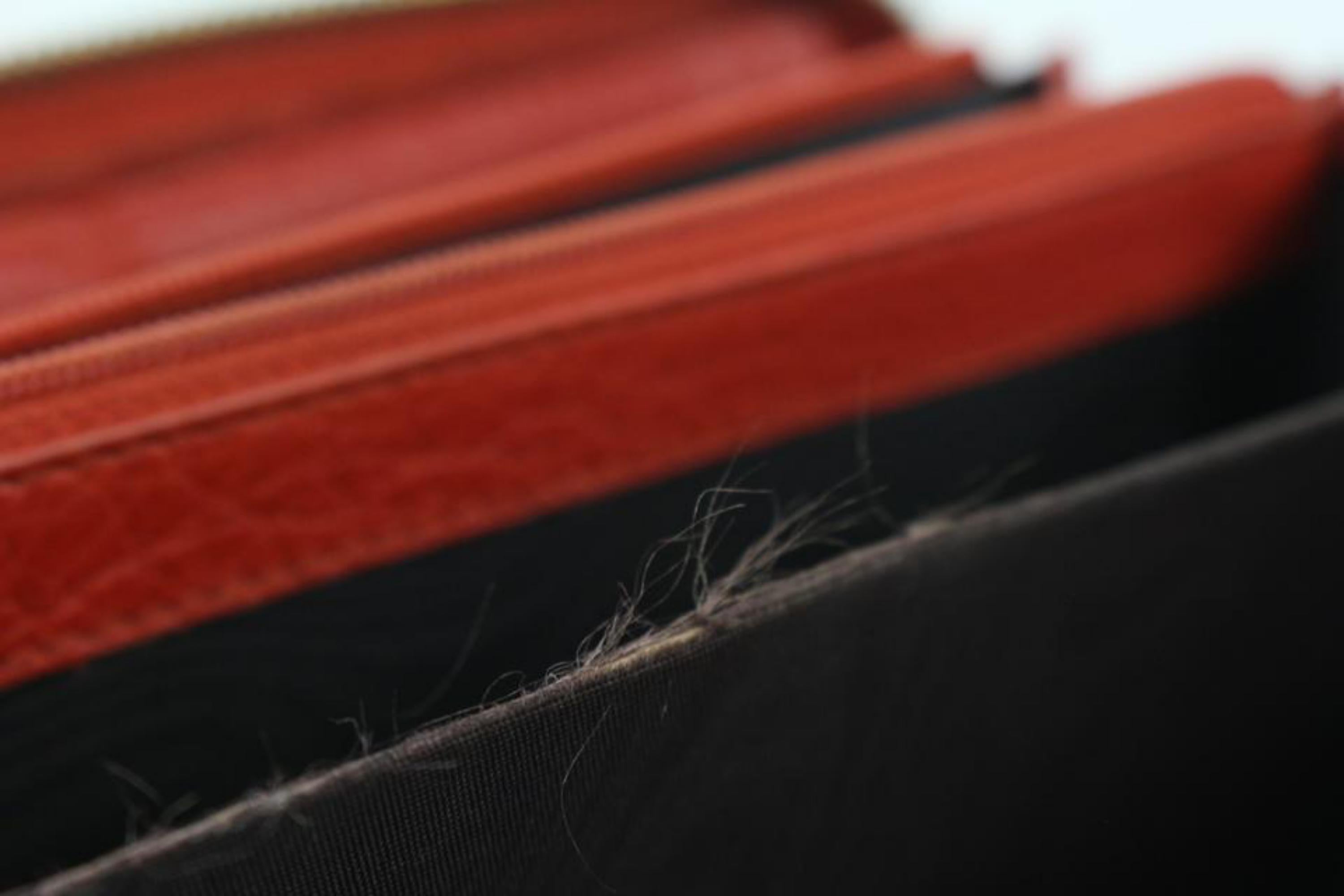 Gucci Portefeuille Soho Continental 1G1014 en cuir rouge à franges et pompons avec fermeture éclair en vente 4