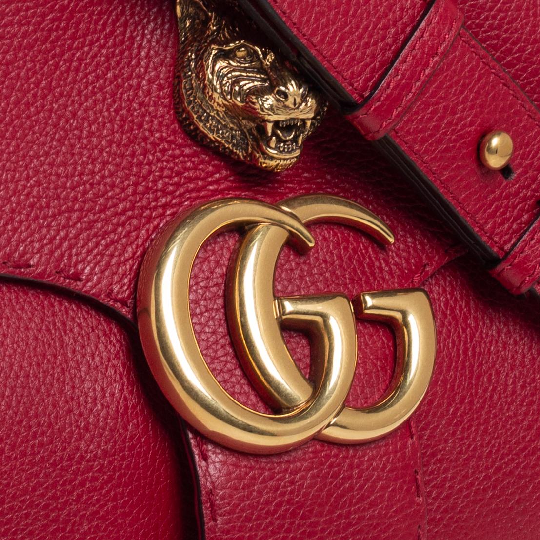 Gucci Red Leather GG Marmont Animalier Flap Shoulder Bag 7