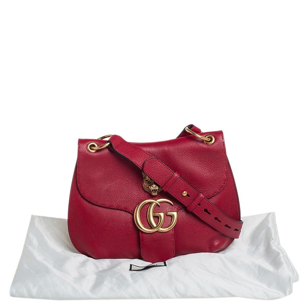 Gucci Red Leather GG Marmont Animalier Flap Shoulder Bag 8