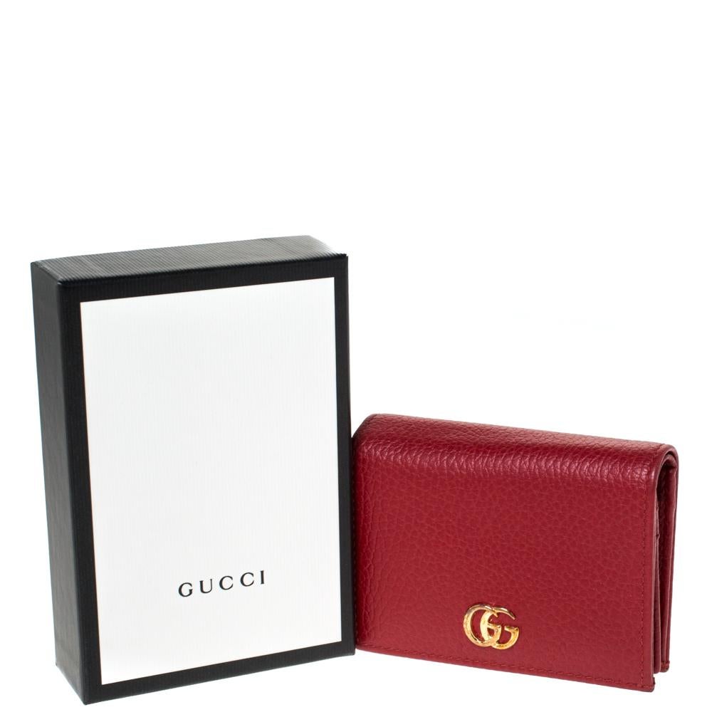 Gucci Red Leather GG Marmont Card Case 6