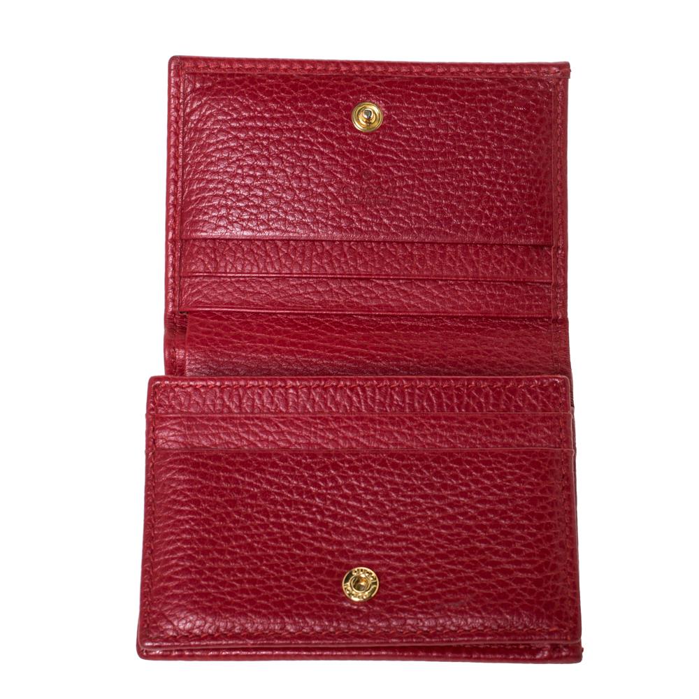 Gucci Red Leather GG Marmont Card Case 1