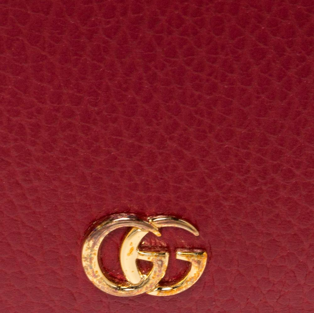 Gucci Red Leather GG Marmont Card Case 2