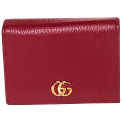 Gucci Red Leather GG Marmont Card Case