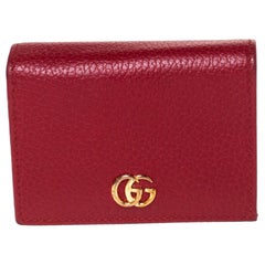 Gucci Red Leather GG Marmont Card Case