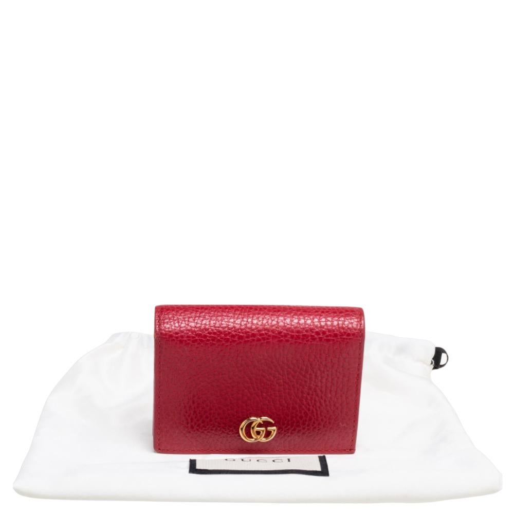 Gucci Red Leather GG Marmont Flap Card Case 7