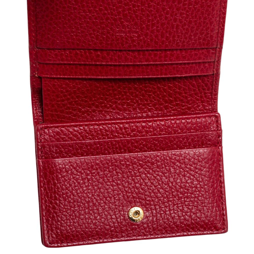 Women's Gucci Red Leather GG Marmont Flap Card Case