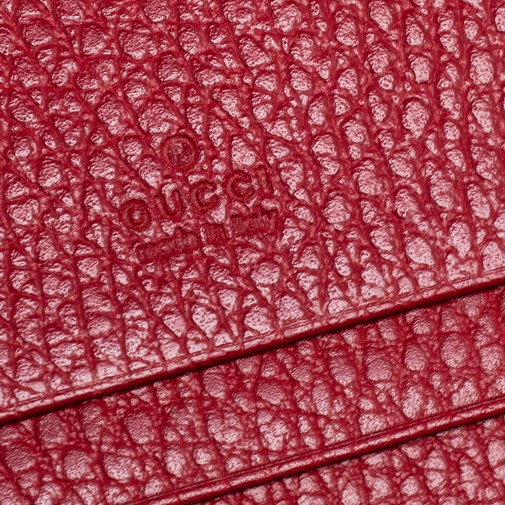Gucci Red Leather GG Marmont Flap Card Case 3
