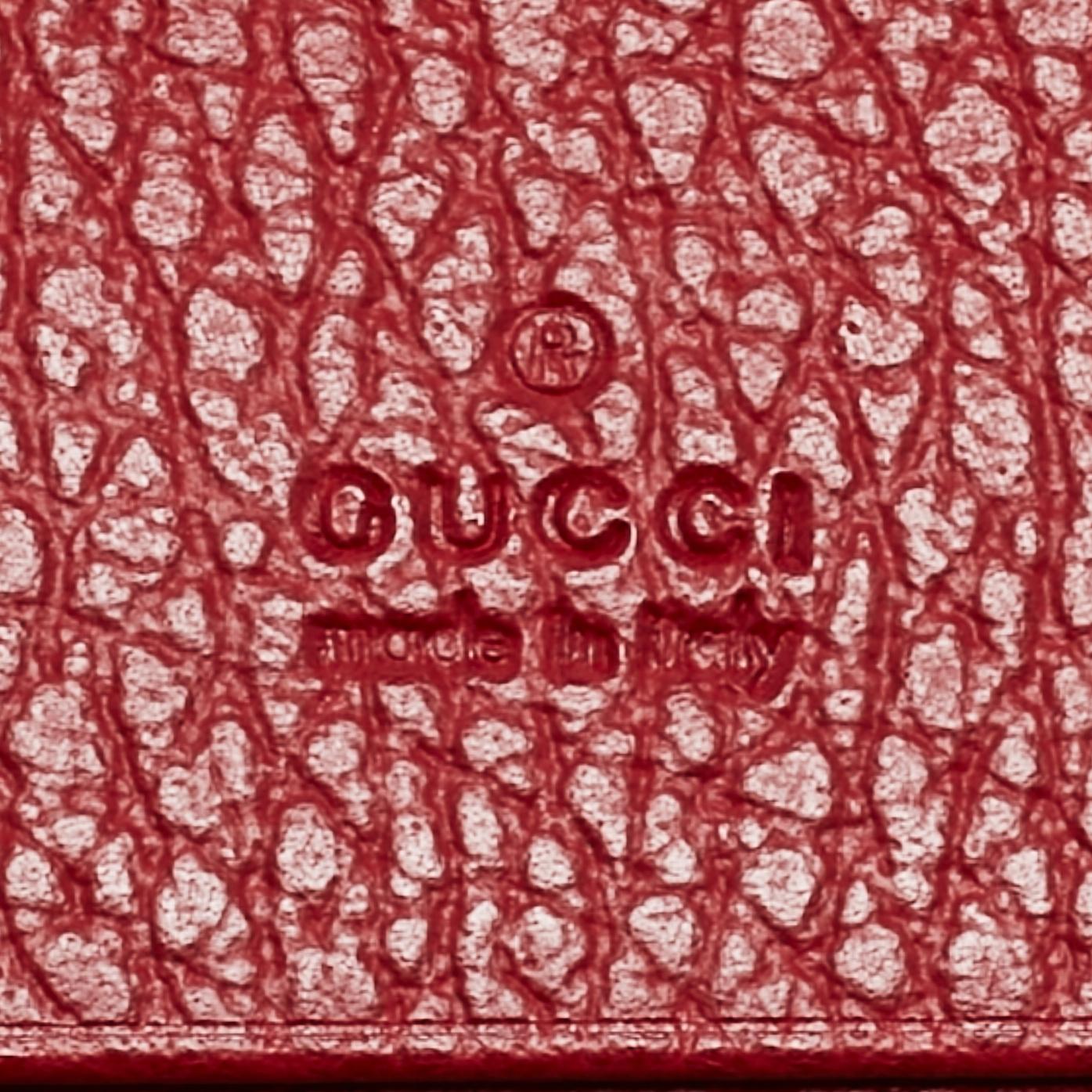 Gucci Red Leather GG Marmont Flap Card Case 5