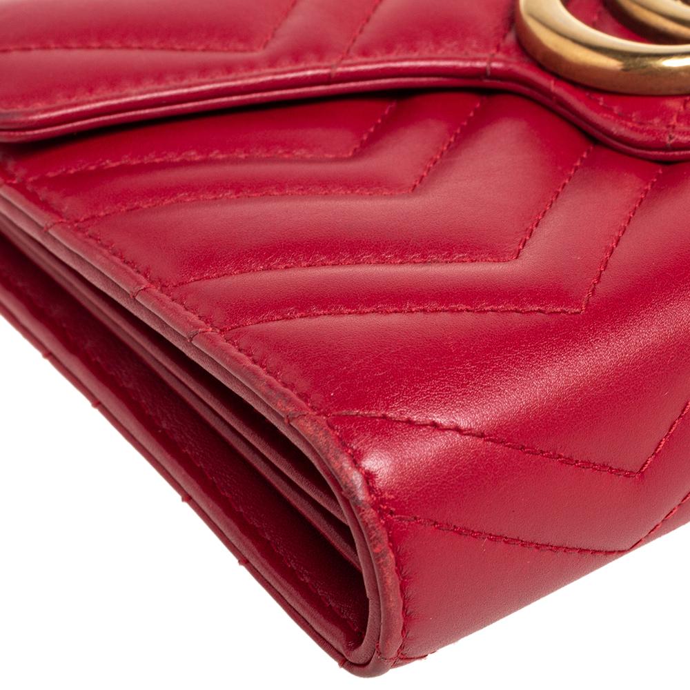 Gucci Red Leather GG Marmont Matelassé Mini Crossbody Bag 1