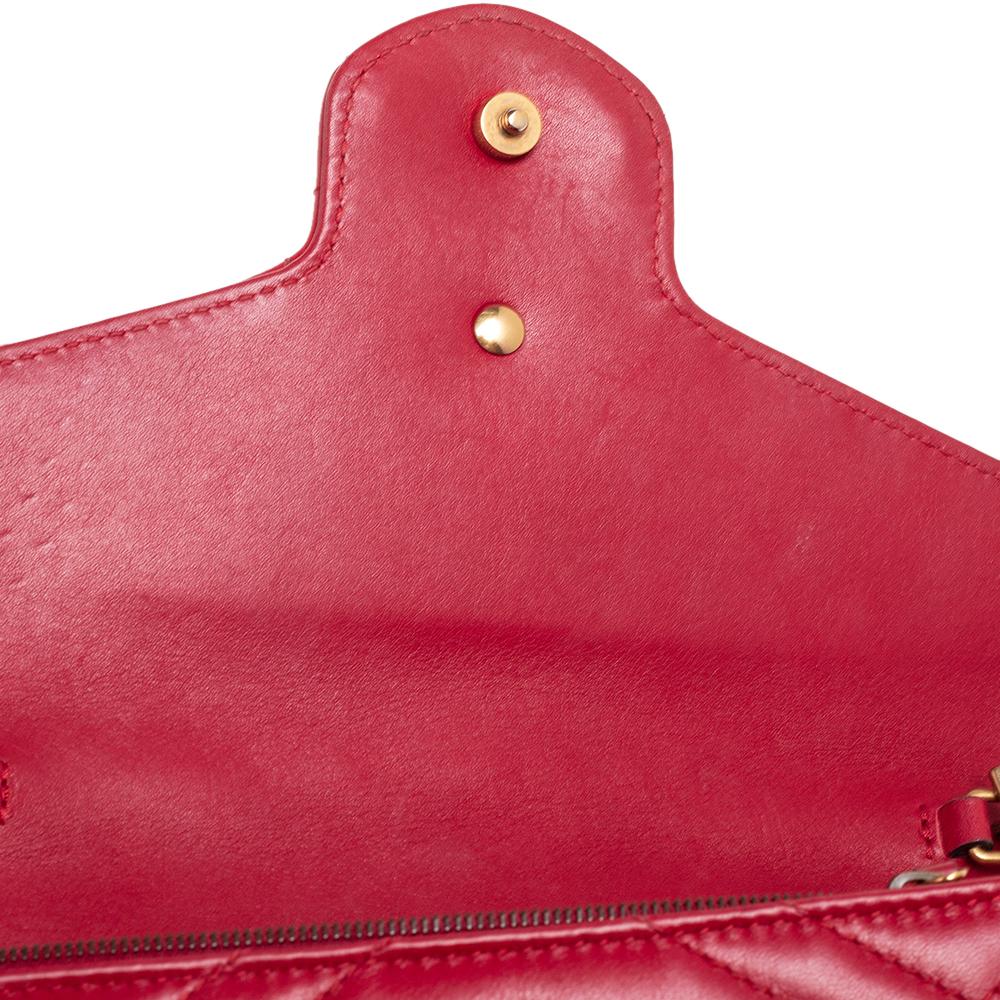 Gucci Red Leather GG Marmont Matelassé Mini Crossbody Bag 2