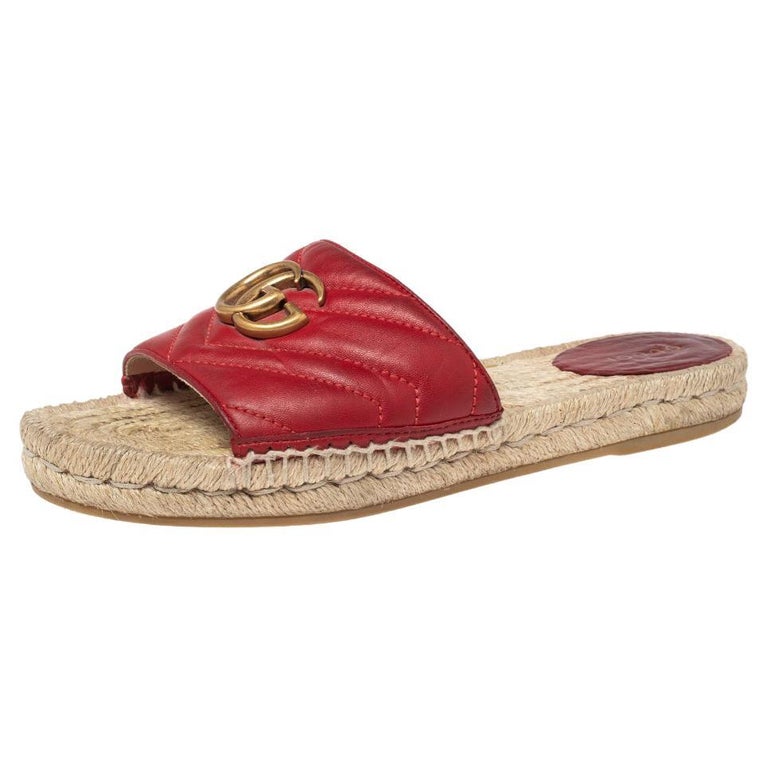 Gucci Red Leather GG Marmont Pilar Espadrilles Slides Size 38 at 1stDibs |  gucci pilar espadrilles, gucci espadrille slides, red gucci espadrille  slides
