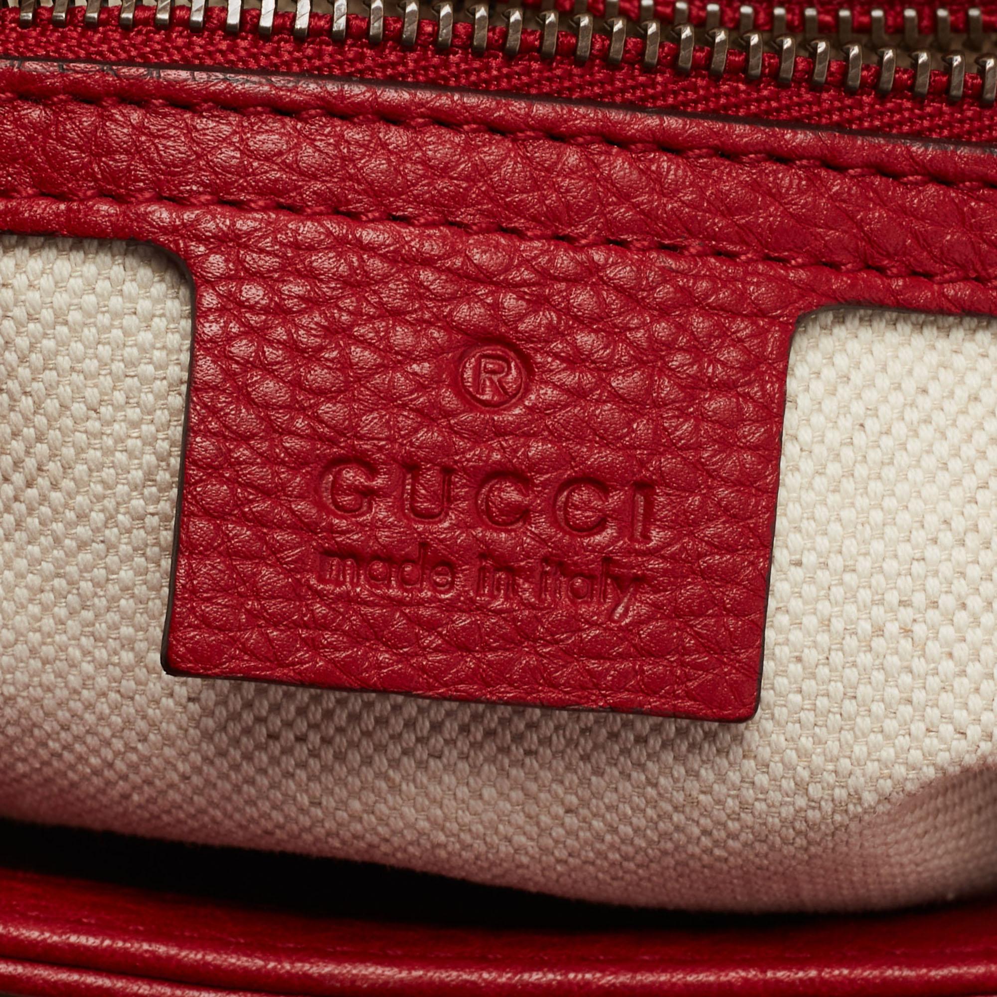 Gucci Red Leather GG Marmont Shoulder Bag 6