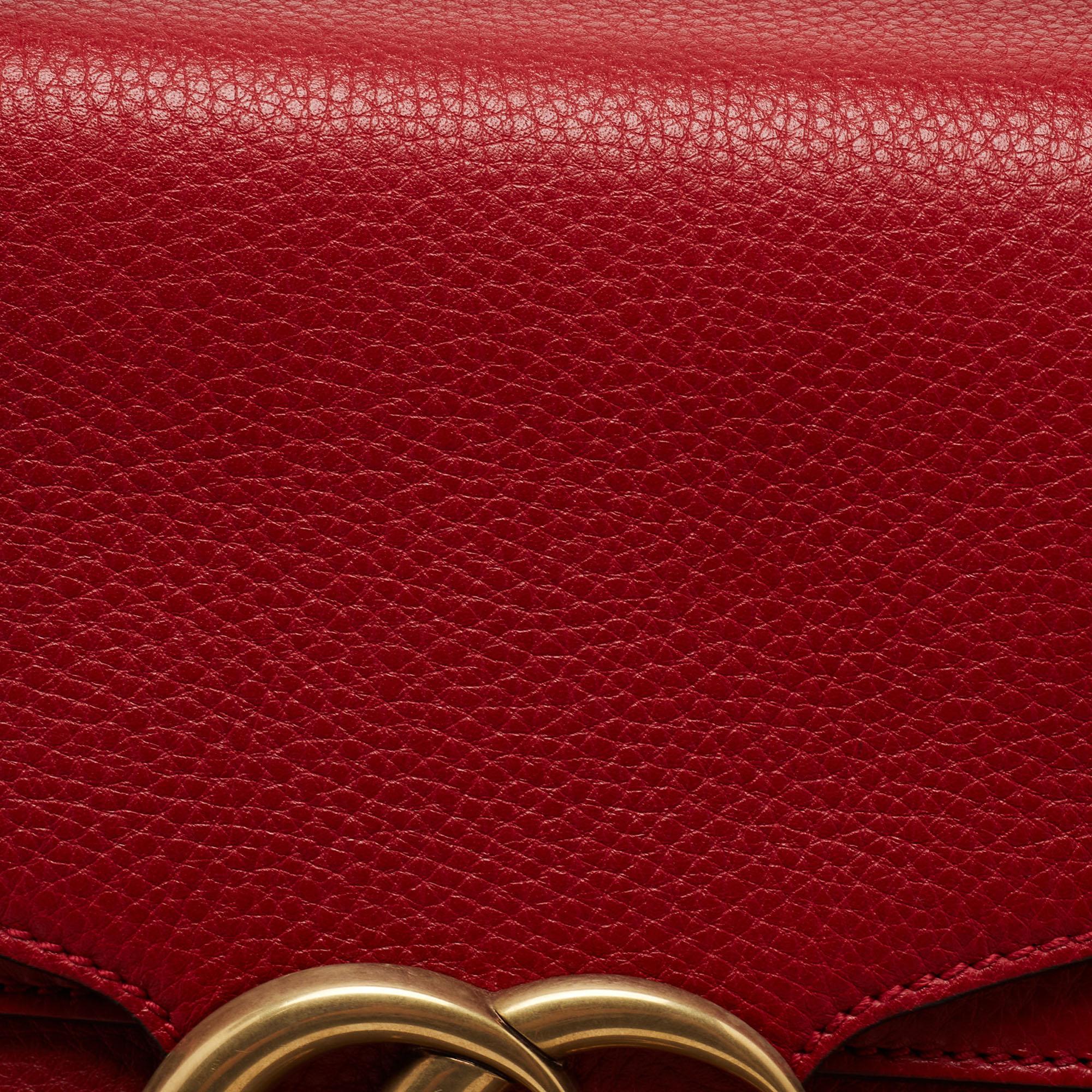 Gucci Red Leather GG Marmont Shoulder Bag 4