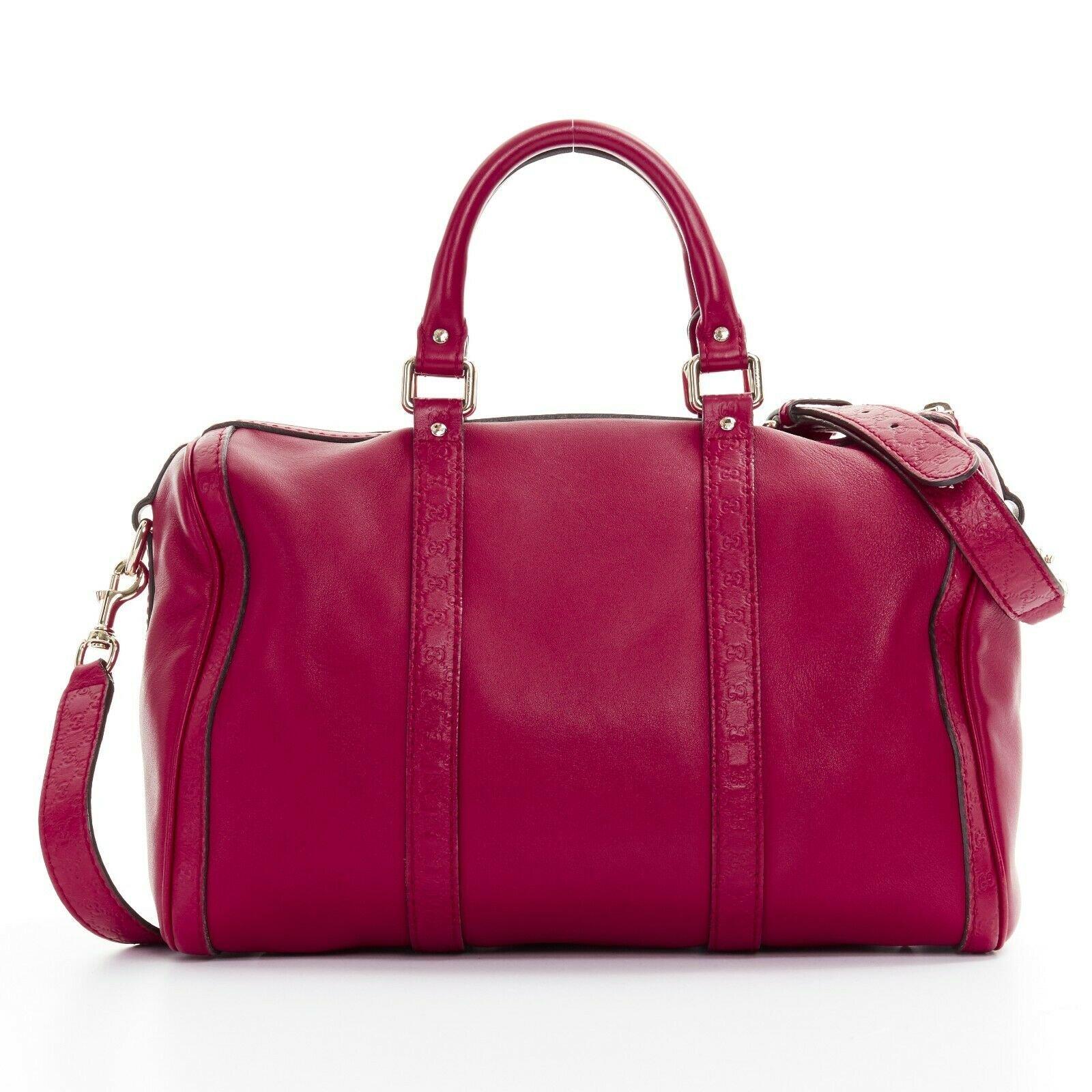 Red GUCCI red leather GG Microguccissima trimmed dual handle Boston shoulder bag