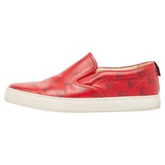 Gucci Red Leather Ghost Slip On Sneakers Size 43.5