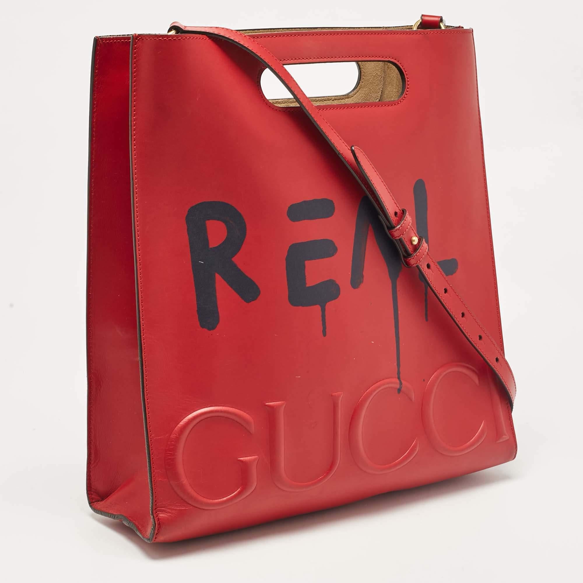 Gucci Red Leather Ghost Tote In Good Condition In Dubai, Al Qouz 2